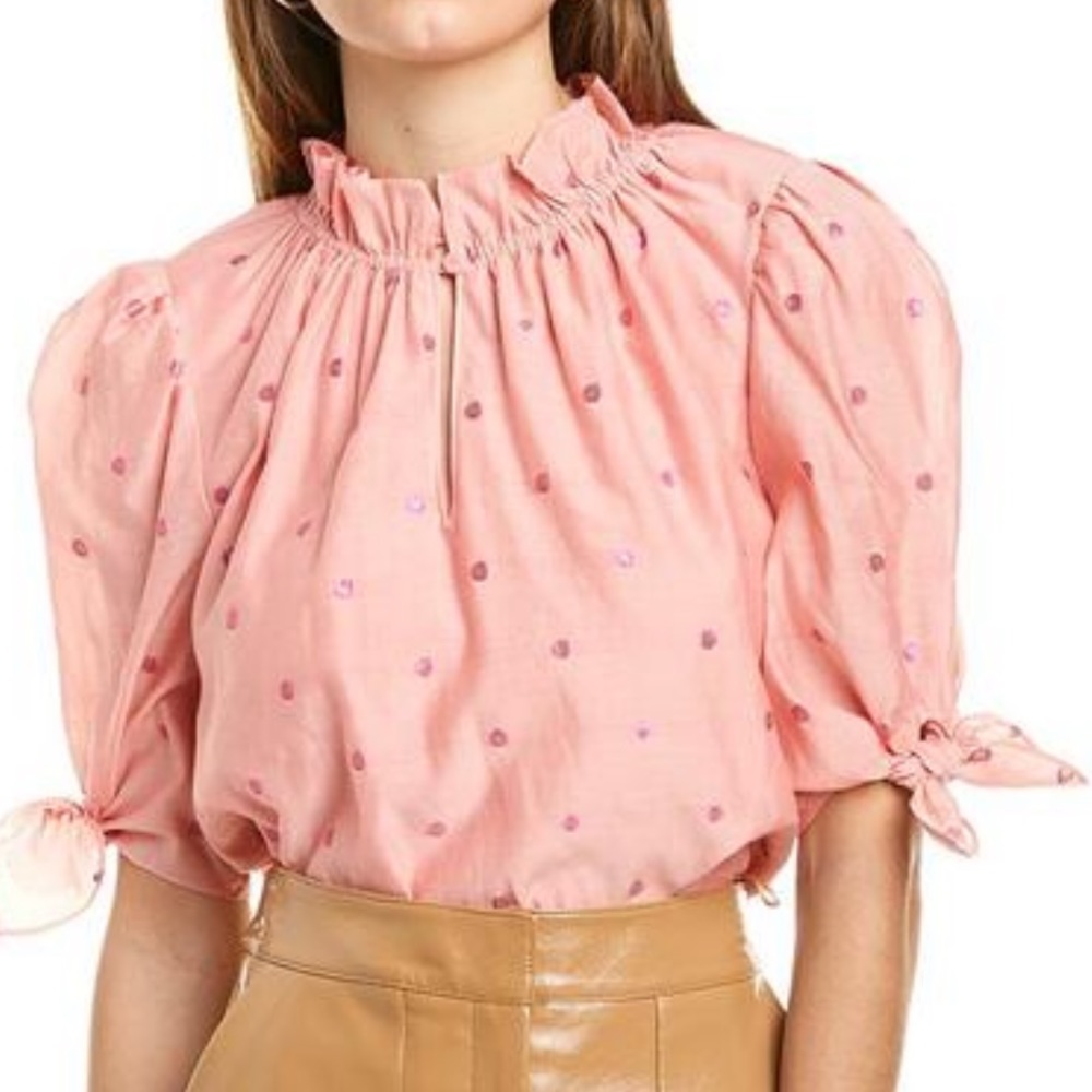 Rebecca Taylor Pink Polka Dot Blouse